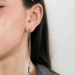 PIANEGONDA - Boucles d'oreilles or jaune et améthyste