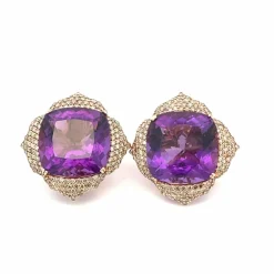 Piranesi - boucles d'oreilles or rose améthyste et diamants