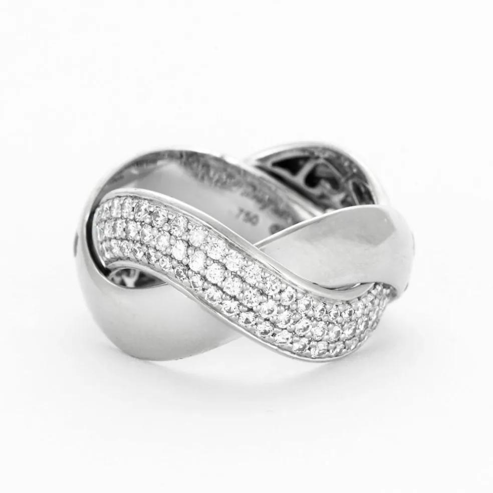 POIRAY - Tresse - Bague en or gris et diamants