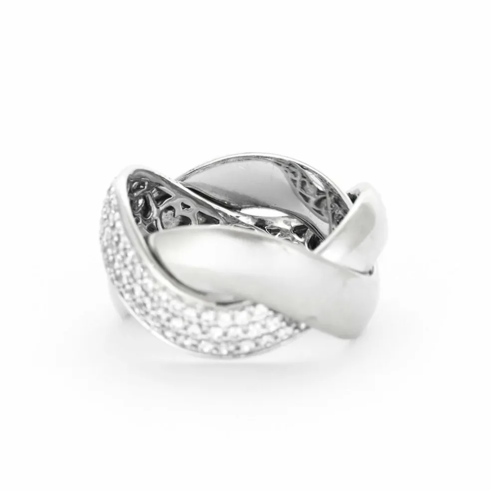 POIRAY - Tresse - Bague en or gris et diamants