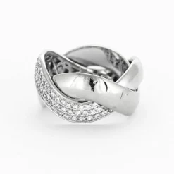 POIRAY - Tresse - Bague en or gris et diamants