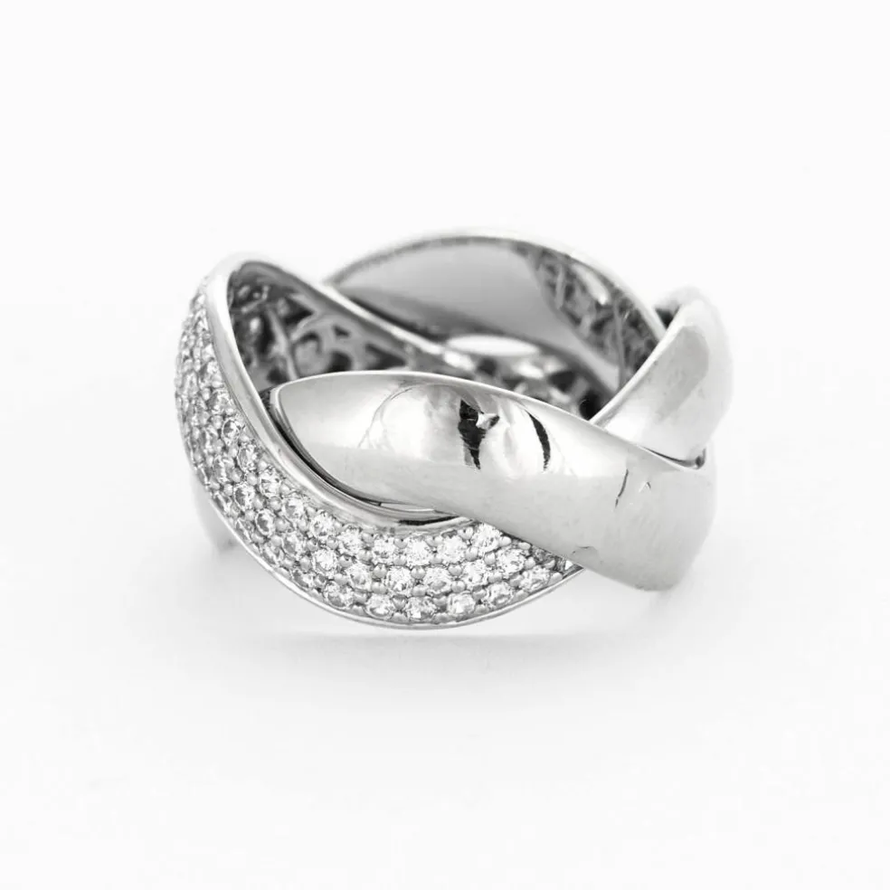 POIRAY - Tresse - Bague en or gris et diamants