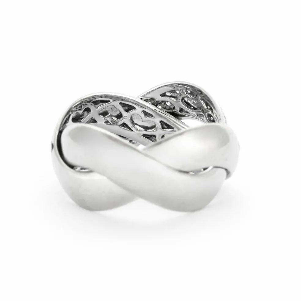 POIRAY - Tresse - Bague en or gris et diamants