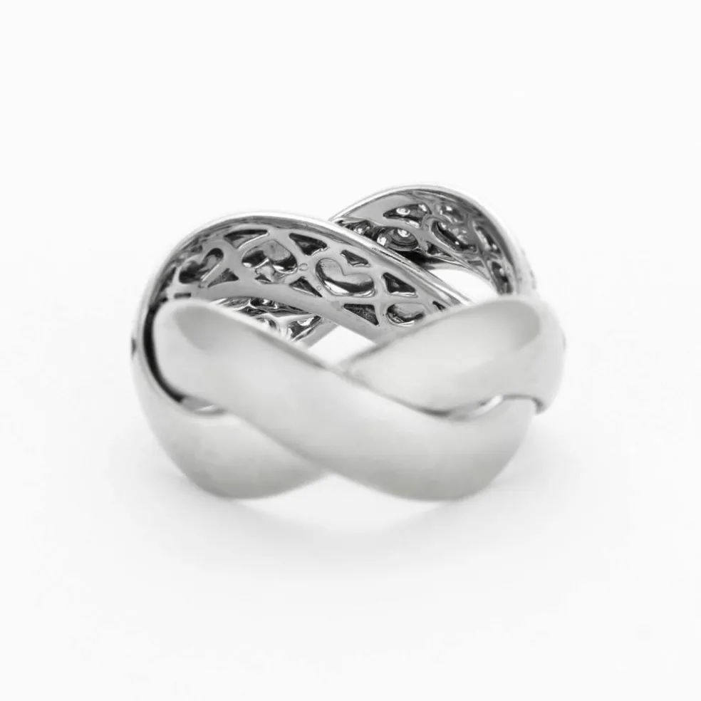 POIRAY - Tresse - Bague en or gris et diamants