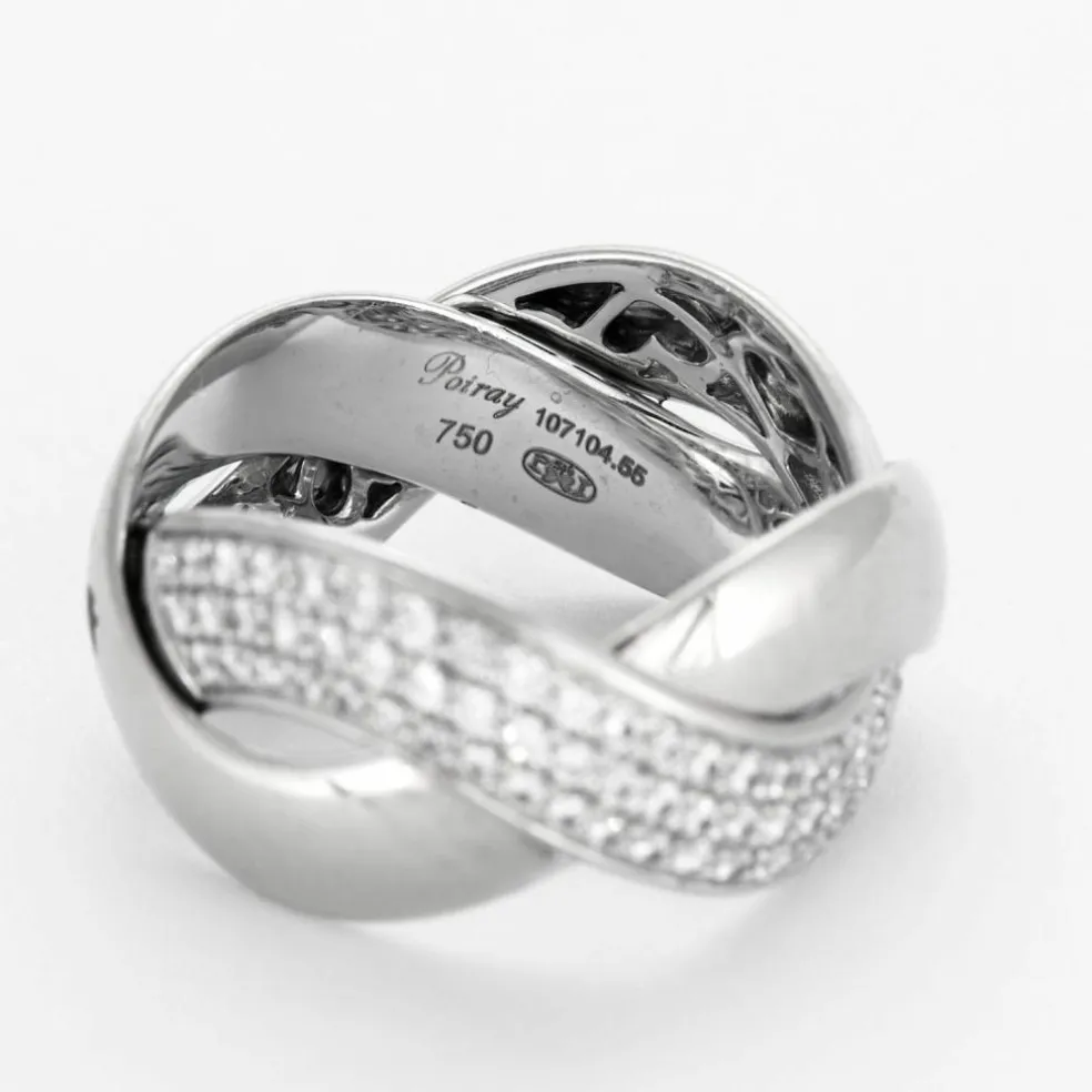 POIRAY - Tresse - Bague en or gris et diamants