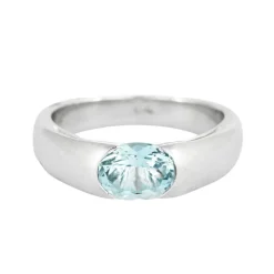 Poiray - bague jonc en or gris et aigue-marine
