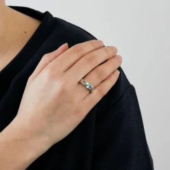Poiray - bague jonc en or gris et aigue-marine