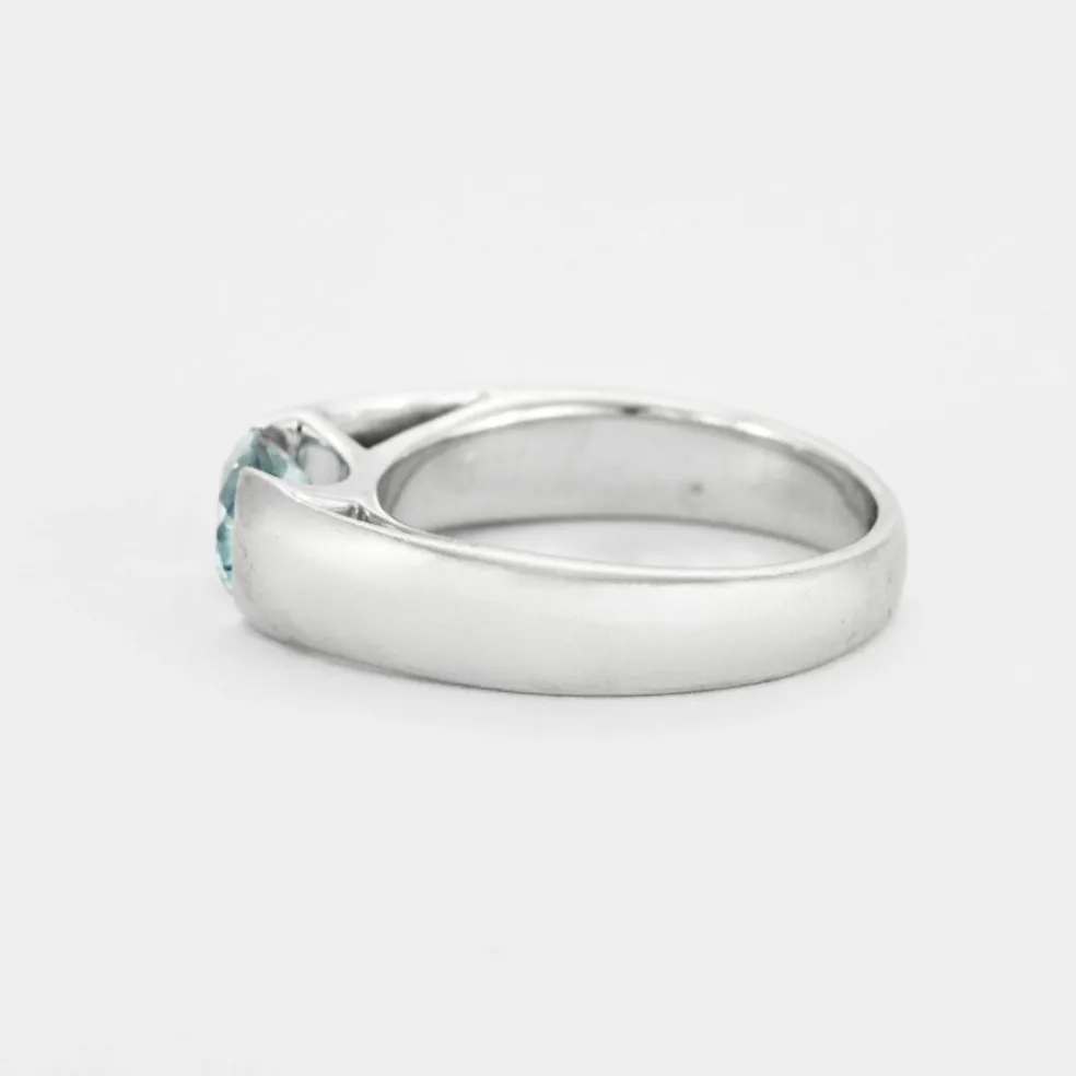Poiray - bague jonc en or gris et aigue-marine
