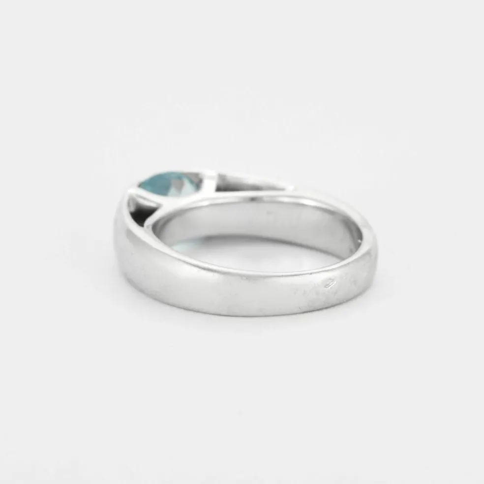 Poiray - bague jonc en or gris et aigue-marine