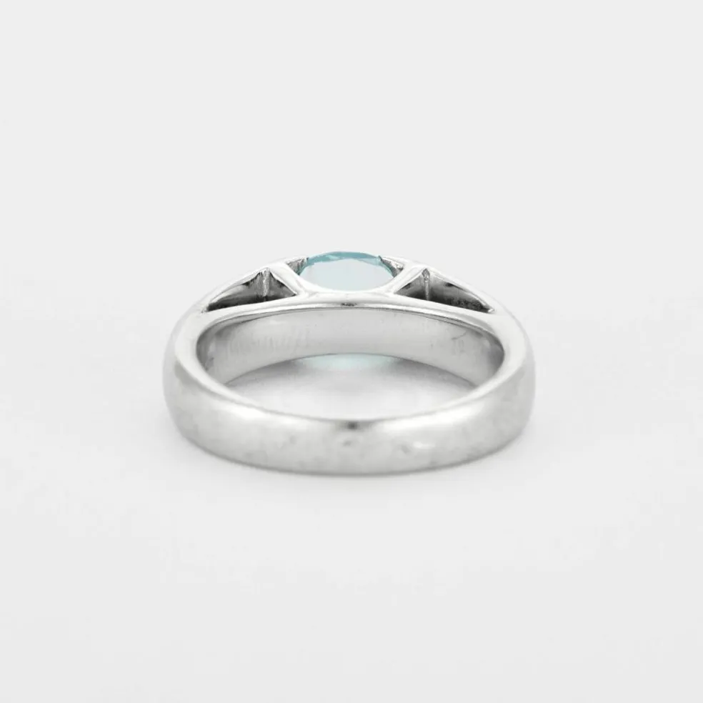 Poiray - bague jonc en or gris et aigue-marine