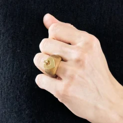 POIRAY - COEUR SECRET- Bague en or jaune et bois de santal