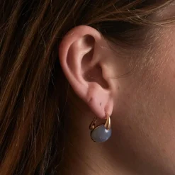 POMELLATO - Boucles d'Oreilles "Luna", Calcédoine Bleue