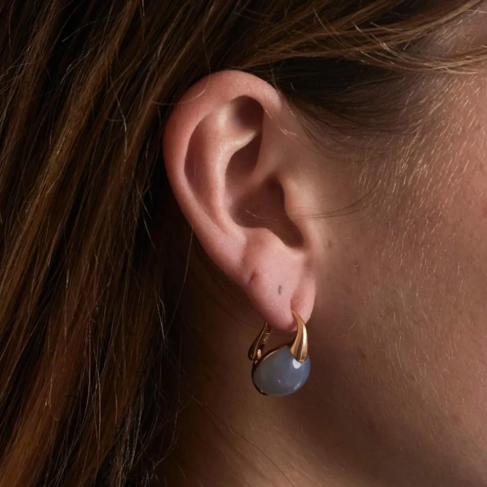 POMELLATO - Boucles d'Oreilles "Luna", Calcédoine Bleue