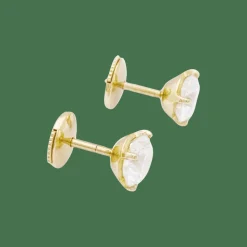 Puces d'oreille diamant, or jaune.