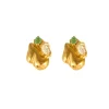 Puces d'oreille émeraudes or jaune