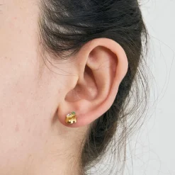 Puces d'oreille émeraudes or jaune