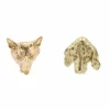 Puces d'oreilles anciennes en or renard et chien