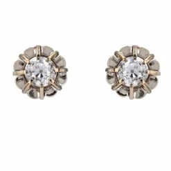 Puces d'oreilles anciennes diamants coussins