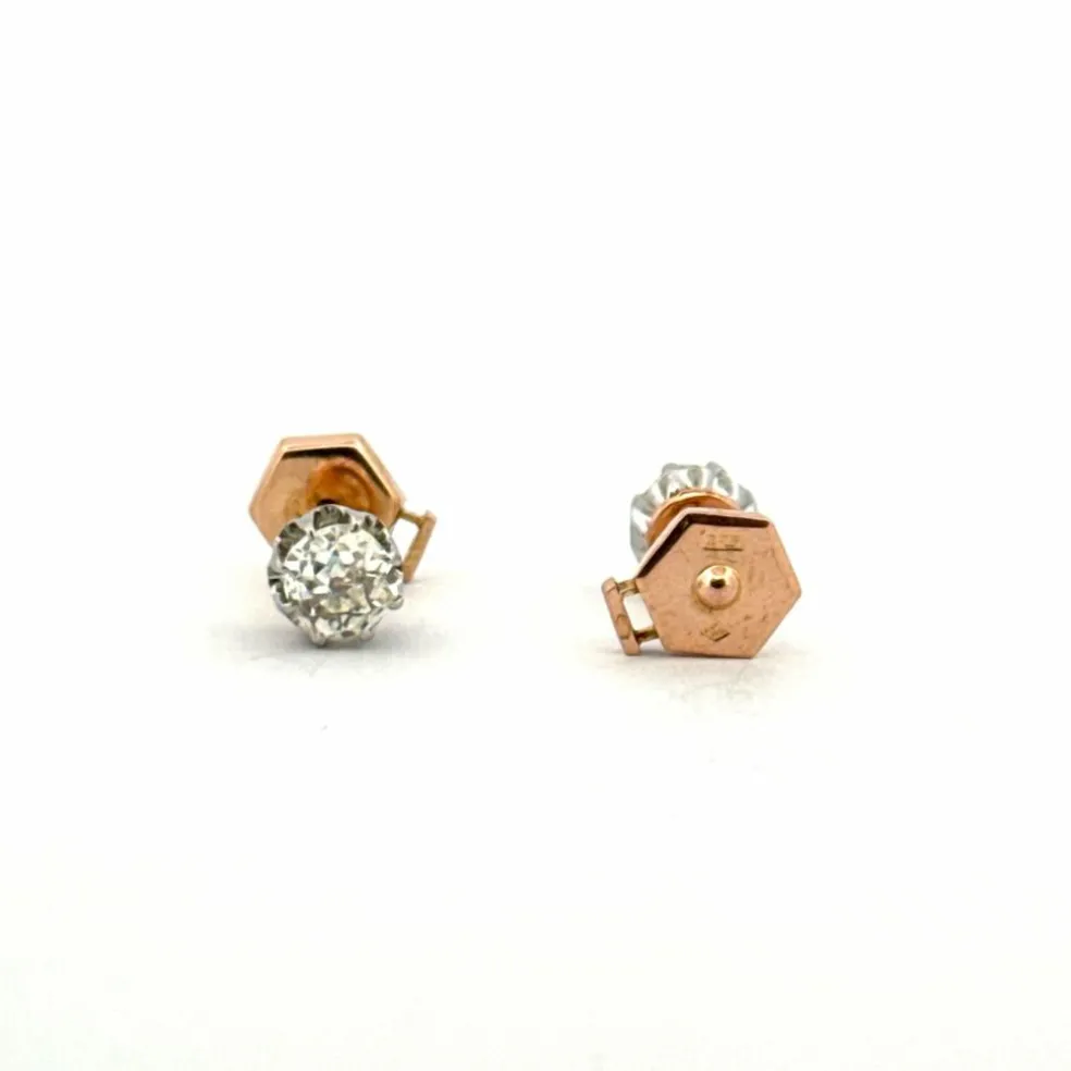Puces d’oreilles anciennes or et diamants
