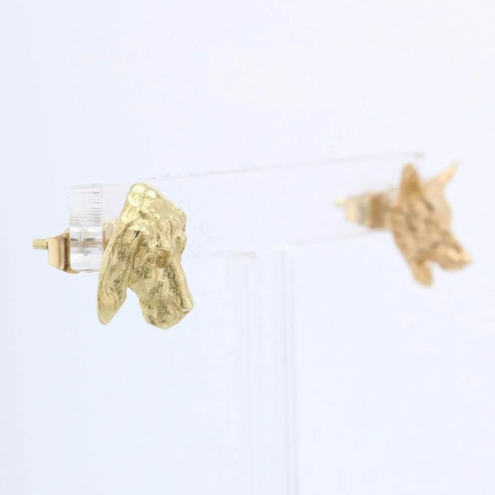 Puces d'oreilles anciennes en or renard et chien