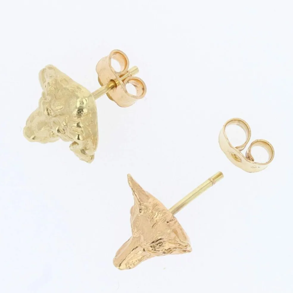 Puces d'oreilles anciennes en or renard et chien
