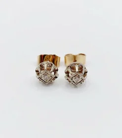 Puces d'oreilles Art Déco or jaune, diamant serti illusion (circa 1920)