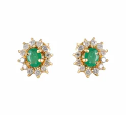 PUCES D'OREILLES DIAMANTS & EMERAUDES