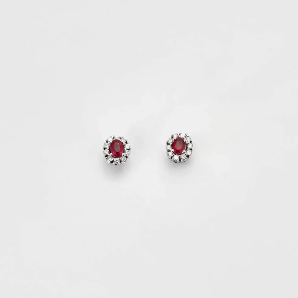 Puces D'oreilles Diamants & Rubis