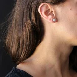 Puces d'oreilles diamants 1,13 carat et or blanc