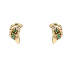 Puces d'oreilles d'occasion émeraudes diamants or jaune