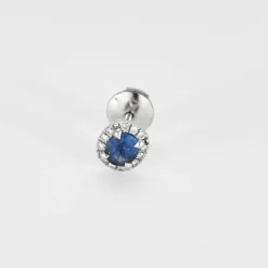 Puces d'oreilles en or blanc saphir et diamants