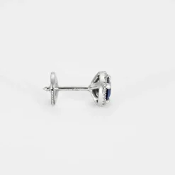 Puces d'oreilles en or blanc saphir et diamants