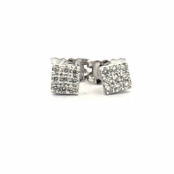Puces d'oreilles or blanc diamants