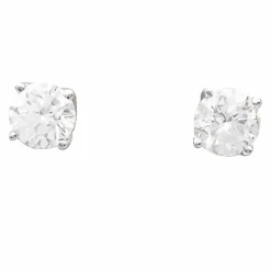 Puces d'oreilles or blanc, diamants.