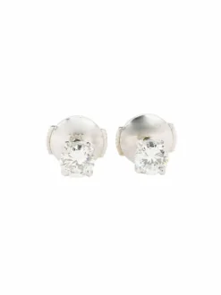 Puces d'oreilles or blanc diamants ronds 0.7 carat