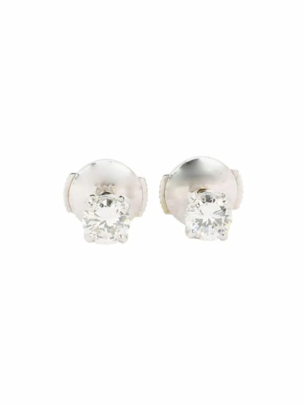 Puces d'oreilles or blanc diamants ronds 0.7 carat