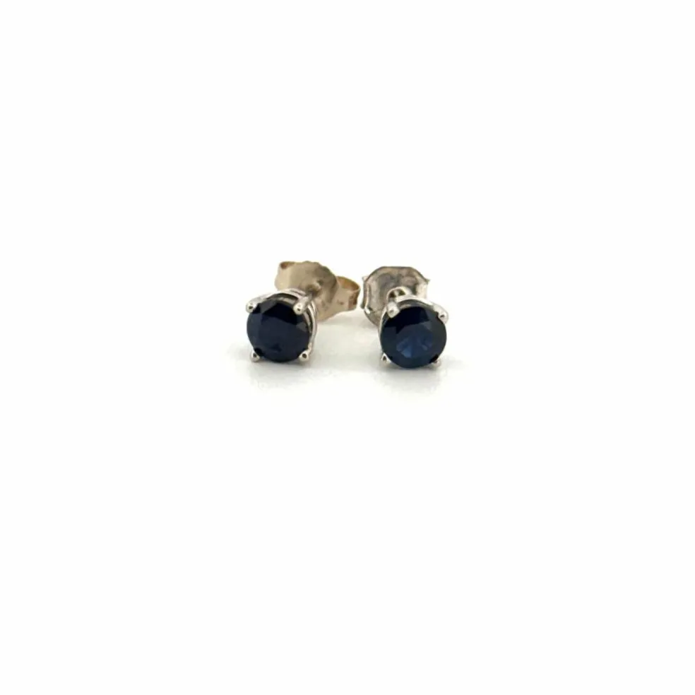 Puces d'oreilles or blanc et saphirs