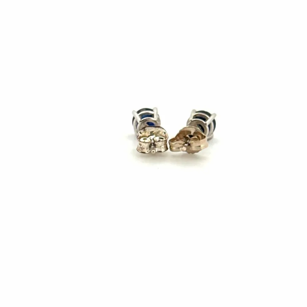 Puces d'oreilles or blanc et saphirs