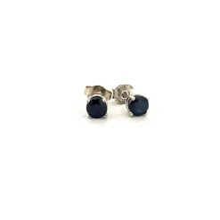 Puces d'oreilles or blanc et saphirs