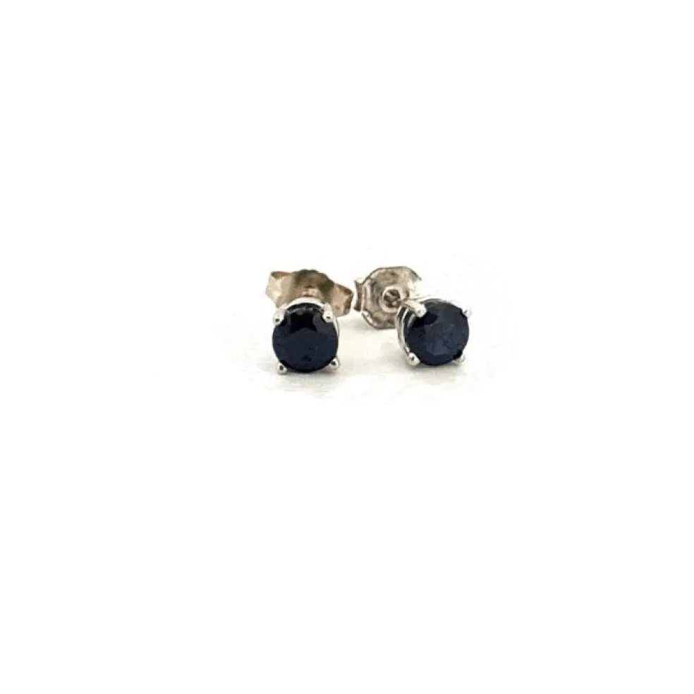 Puces d'oreilles or blanc et saphirs