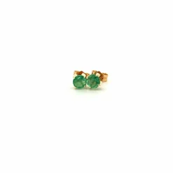 Puces d'oreilles or jaune 18k & Émeraude