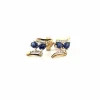 Puces D'oreilles Or Jaune, Tanzanites & Diamants