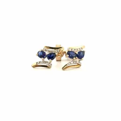 Puces D'oreilles Or Jaune, Tanzanites & Diamants