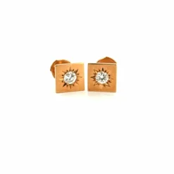 Puces d'oreilles or jaune diamants