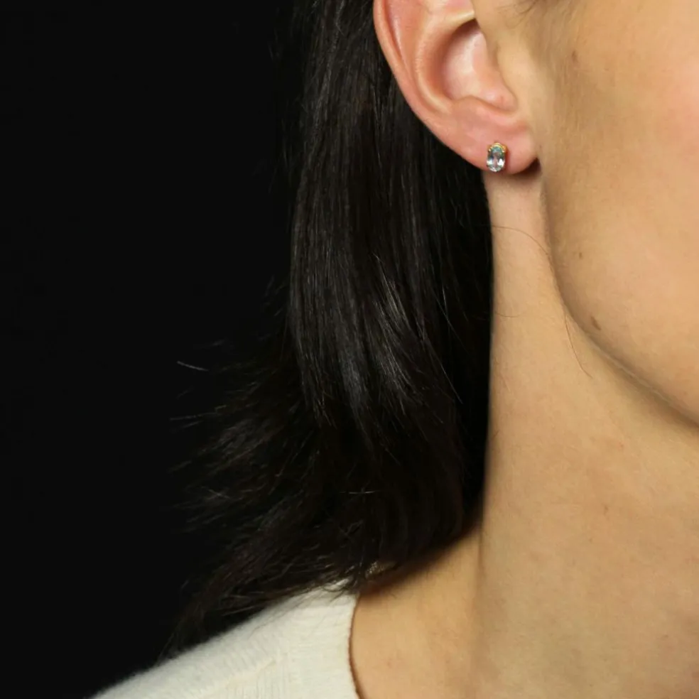 Puces d'oreilles or jaune aigue marine