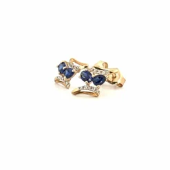 Puces D'oreilles Or Jaune, Tanzanites & Diamants