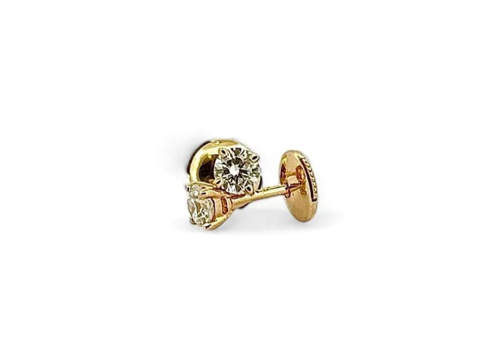 Puces d’oreilles or jaune diamants