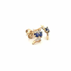Puces D'oreilles Or Jaune, Tanzanites & Diamants