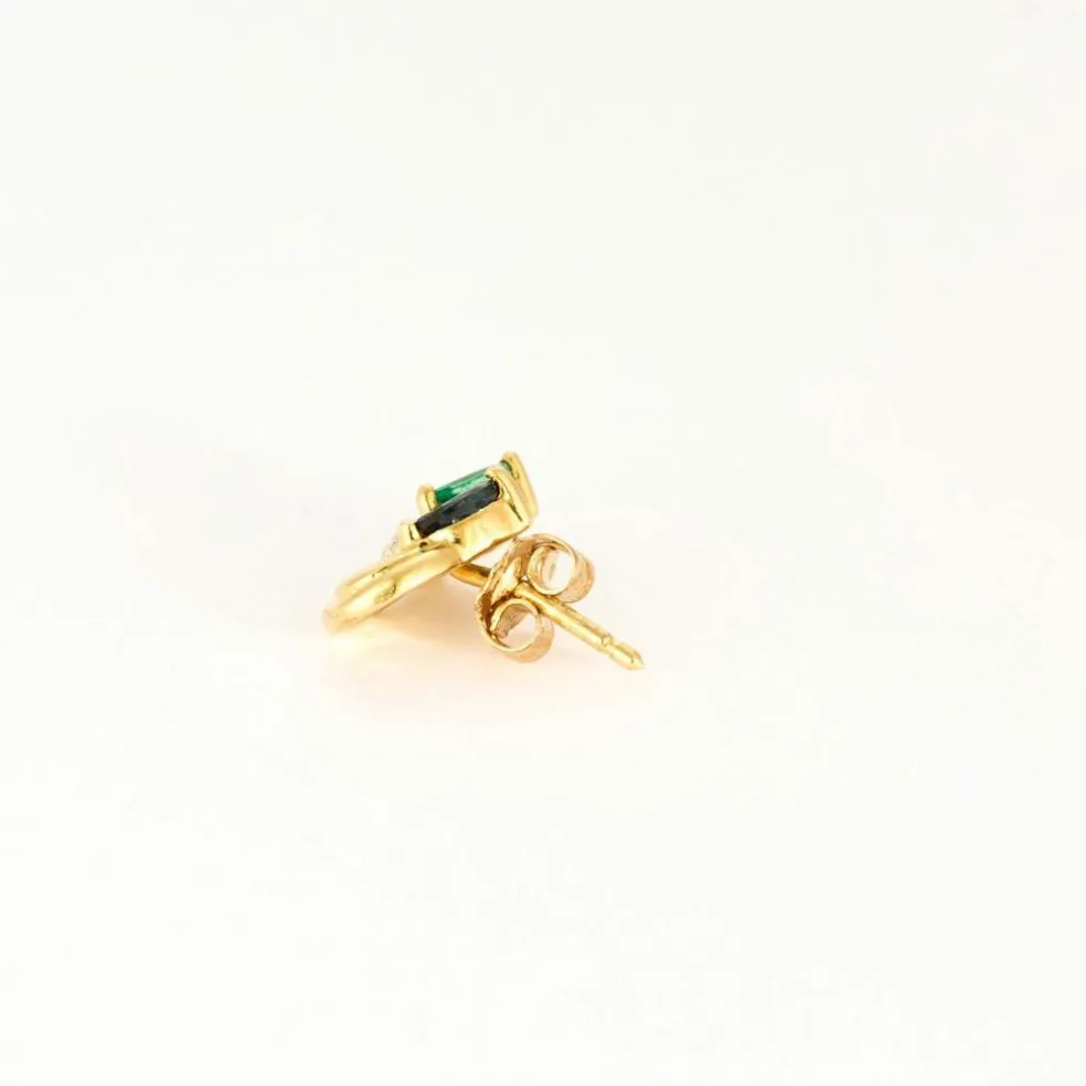 Puces d'oreilles or jaune, rubis, saphir, émeraude et diamants