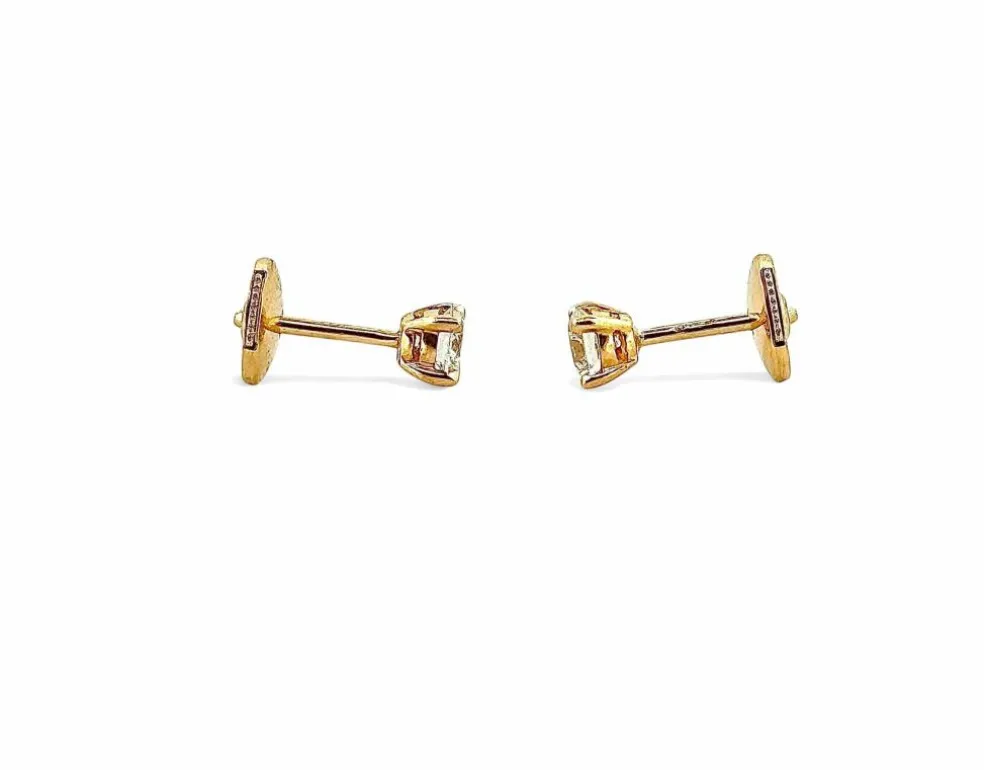 Puces d’oreilles or jaune diamants